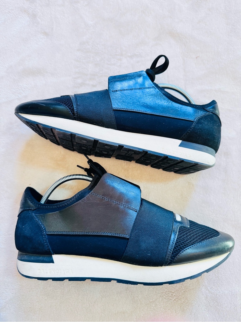 Balenciaga Race Runner Size 41 Black & White Sneakers - Mens 8 Womens 10